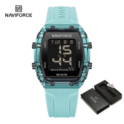 NAVIFORCE Watches for Woman LCD Digital Movement Female Clock Fashion 50m Waterproof Silicone Band Sport Electronic Wristwatches
