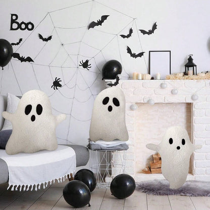 Plush Ghost Throw Pillow Halloween Decor Soft and Cuddly Ghost Shaped Cushion Ideal for Living Room Bedroom or Sofa Decoration