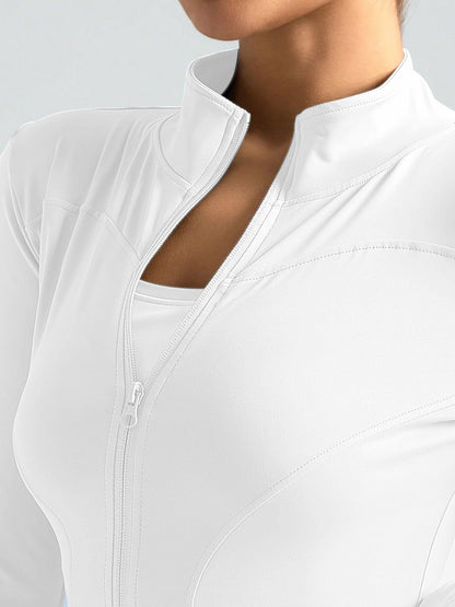 Women's Slim Fit Long Sleeved Yoga Jacket Nude Zipper Professional Running Training Fitness Top for Autumn And Winter