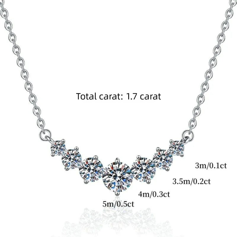 1.7-5.0ct D Cor Moissanite Feminino Pingente Prata Colar Para Mulheres Correntes Festa Noiva Joias Finas Colar de Prata Esterlina 925