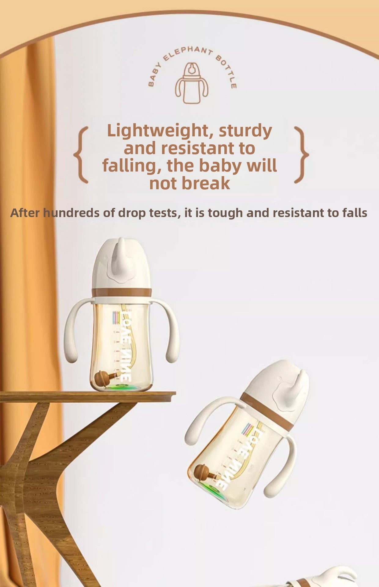 300ML PPSUTemperature-Sensitive Anti-Flatulence Feeding Bottle Baby Straw Cup Drop-Resistant Direct Drink No-Spill Cup1-3Weaning