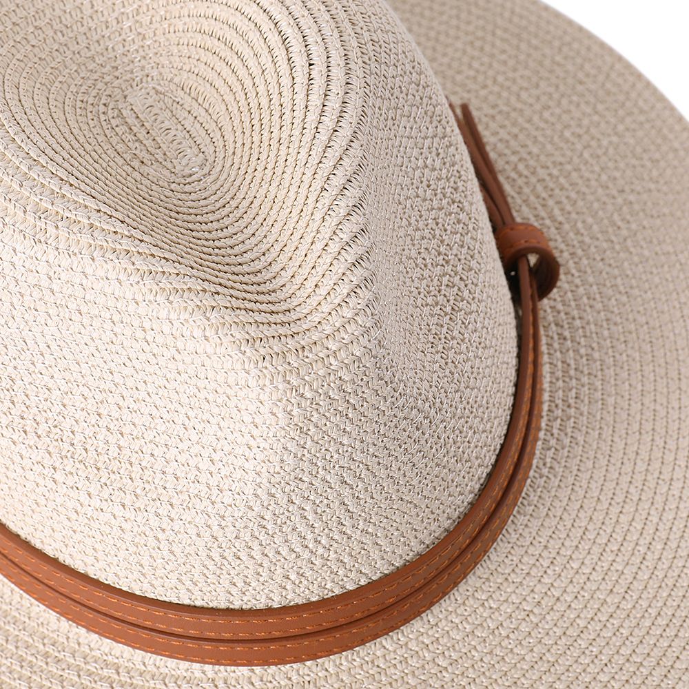 Large Size 56-58 59-60cm New Natural Panama Straw Hat Summer Men Women Wide Brim Beach UV Protection Fedora Sun Hat Wholesale