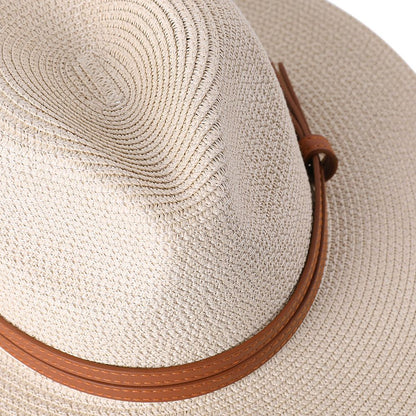 Large Size 56-58 59-60cm New Natural Panama Straw Hat Summer Men Women Wide Brim Beach UV Protection Fedora Sun Hat Wholesale