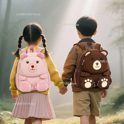 Cute Large Capacity Children's Backpack Cartoon Breathable Student Schoolbag Bear Animal Shaped Schoolbag Boys Girls Gift