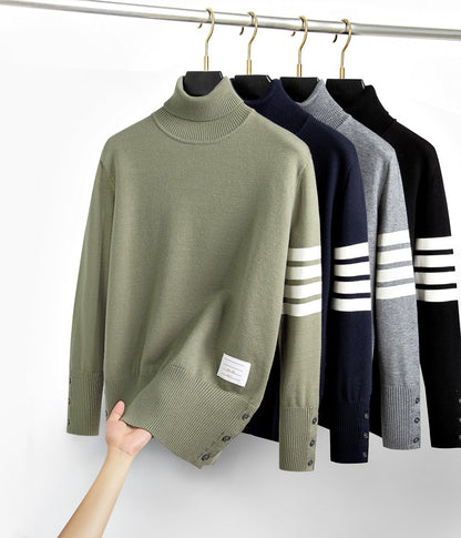 Luxury fashion brand men's knitted sweater autumn and winter new high-end striped design Korean version boutique casual pullover