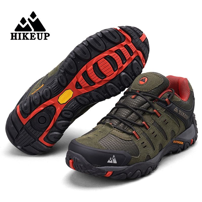 HIKEUP Tênis Masculino de Caminhada em Couro Camurça, Calçados Outdoor Resistentes ao Desgaste Masculinos para Trekking, Caminhada, Caça e Tênis Táticos