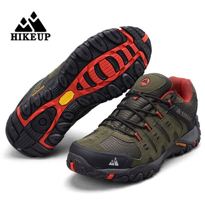 HIKEUP Tênis Masculino de Caminhada em Couro Camurça, Calçados Outdoor Resistentes ao Desgaste Masculinos para Trekking, Caminhada, Caça e Tênis Táticos