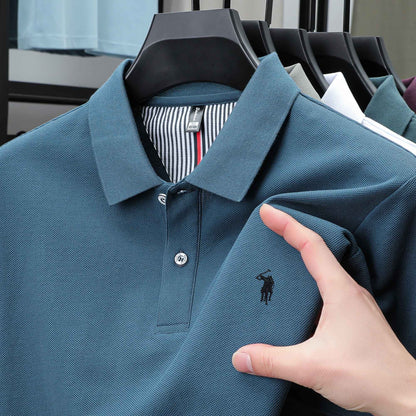 100% pure cotton summer new fashionable men's shortsleeved luxury customized business polo shirt exquisite embroidery Tshirt top