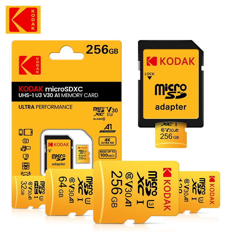 Kodak Micro SD Card Memory Card Class 10 64GB U3 4K High Speed Cartao De Memoria Flash Memory TF Mecard C10 For Card reader