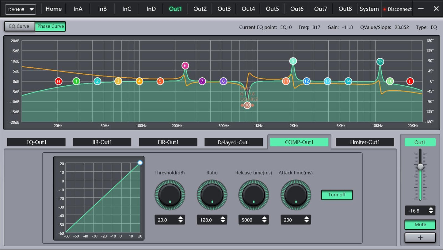 DP48X Processador de Áudio Digital Profissional 4 Entradas 8 Saídas Processador Drive Rack com RIR DEQ Sistema de Gerenciamento de Alto-falantes 192KHZ