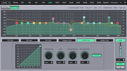 DP48X Processador de Áudio Digital Profissional 4 Entradas 8 Saídas Processador Drive Rack com RIR DEQ Sistema de Gerenciamento de Alto-falantes 192KHZ