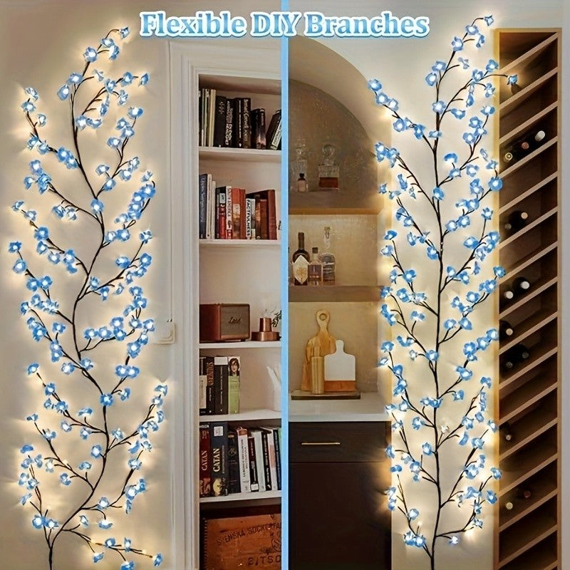 Cherry LED Tree Branch Lights 8 Modes USB Powered Cherry Blossom Branch Decoration Night Lights for Indoor Home Walls and Doors