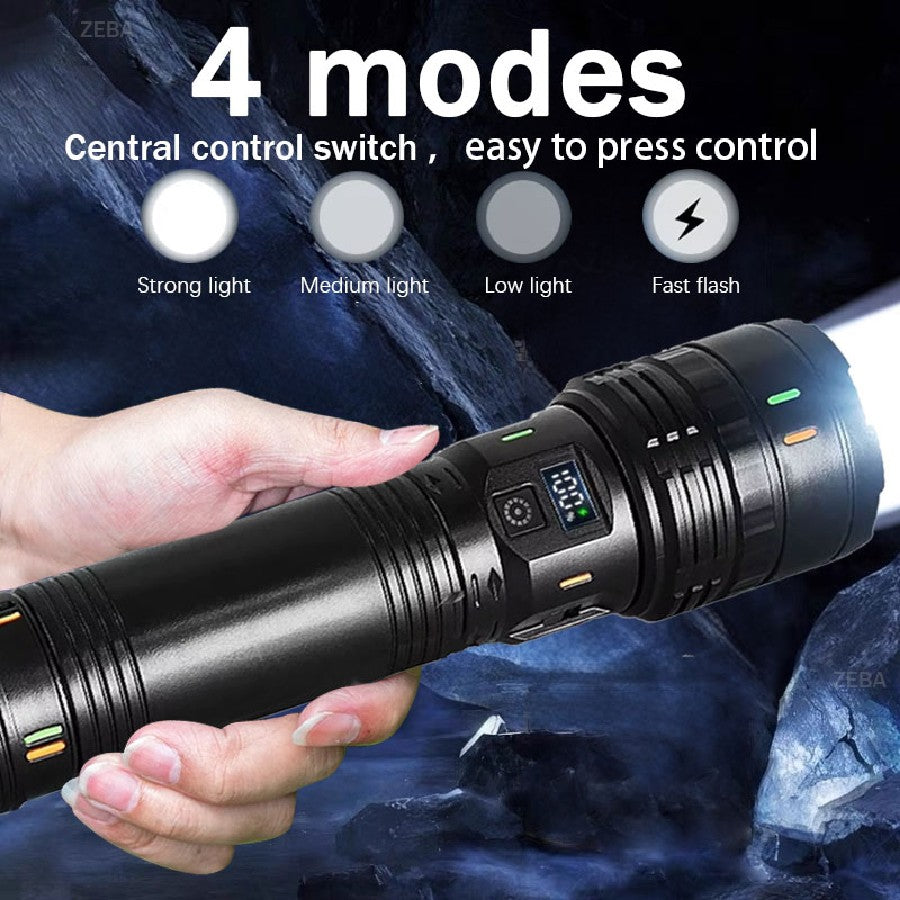 30000000LM High Power LED Flashlight Most Bright Tactical Torch Rechargeable Portable Light Long Shot 5000M Camping Hunting Lamp