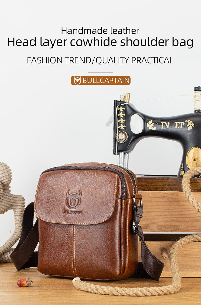 BULLCAPTAIN Leather Men's Messenger Bag Business Shoulder Bags Suitable For 7.9 Inch Ipad Mini High Quality Male Crossbody Bages