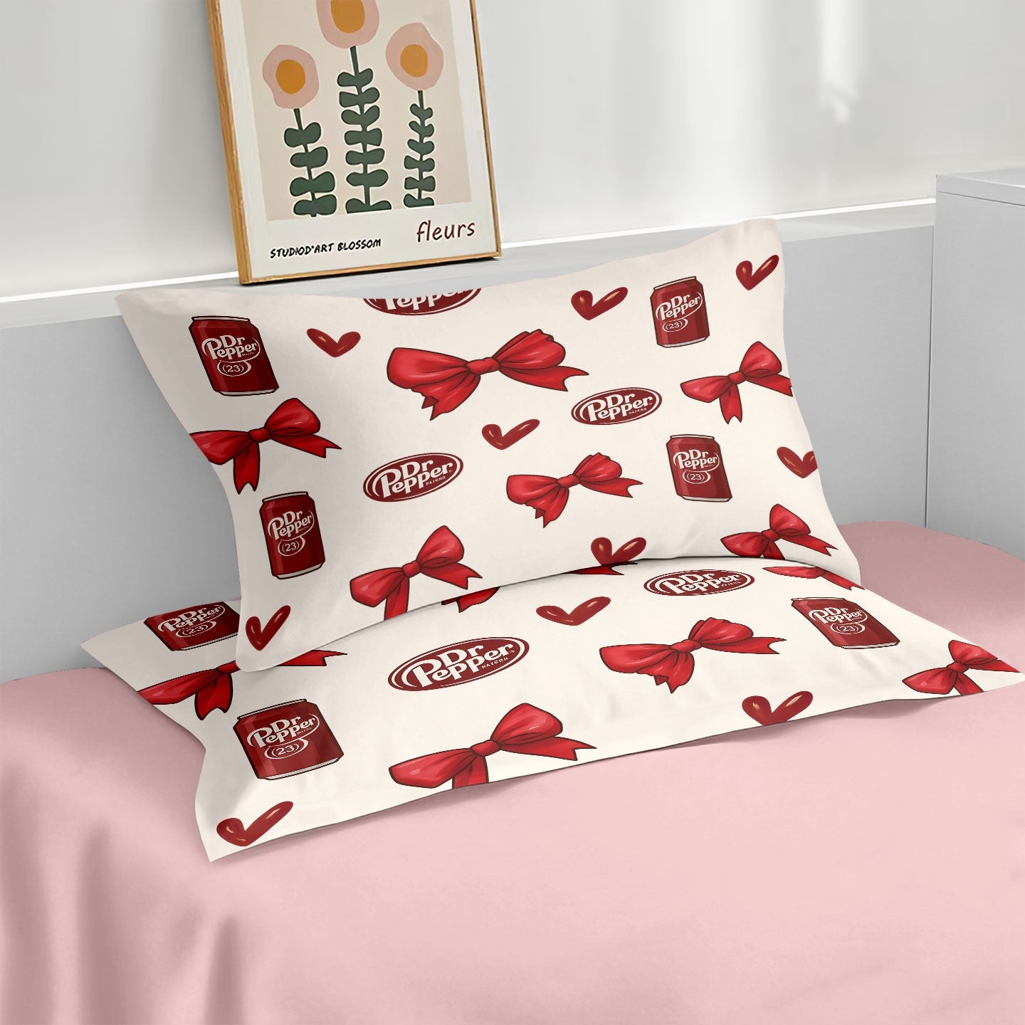 3pcs Pink Bow Printed Coreless Blanket Set, Multi Size Bedroom and Dormitory Bedding Decoration, Soft and Machine Washable