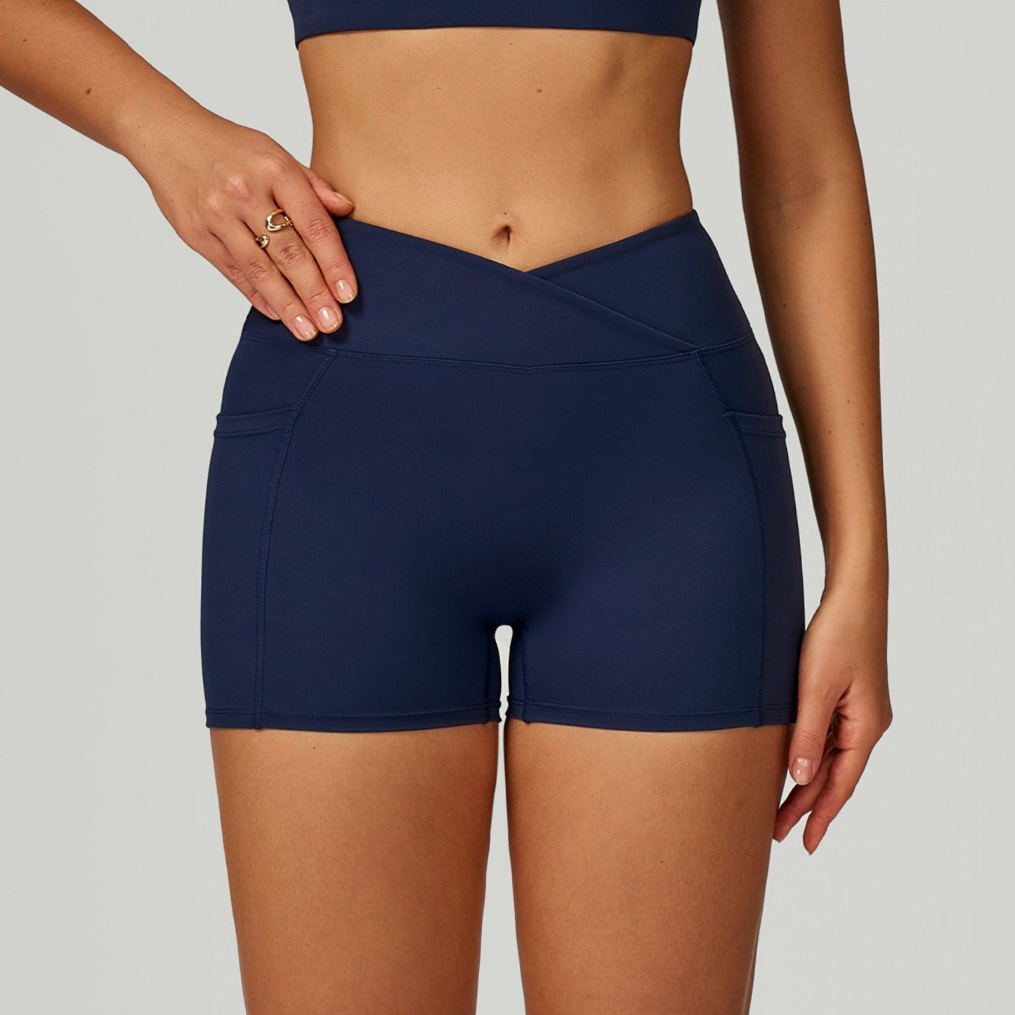 Cycling Shorts Cross Waist Head Yoga Shorts High Waist Workout Fitness Lift Butt Fitness Tights Gym Running Body Shaper Pants