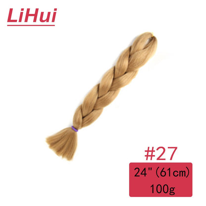 Cabelo Sintético Trança Jumbo 24 Polegadas Ombre Jumbo Extensão de Cabelo para Mulheres Tranças DIY Roxo Rosa Amarelo Cinza Lihu