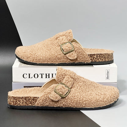 New Fall Winter Women And Men's Slippers With Plush Upper Indoor Outdoor Casual Sandals