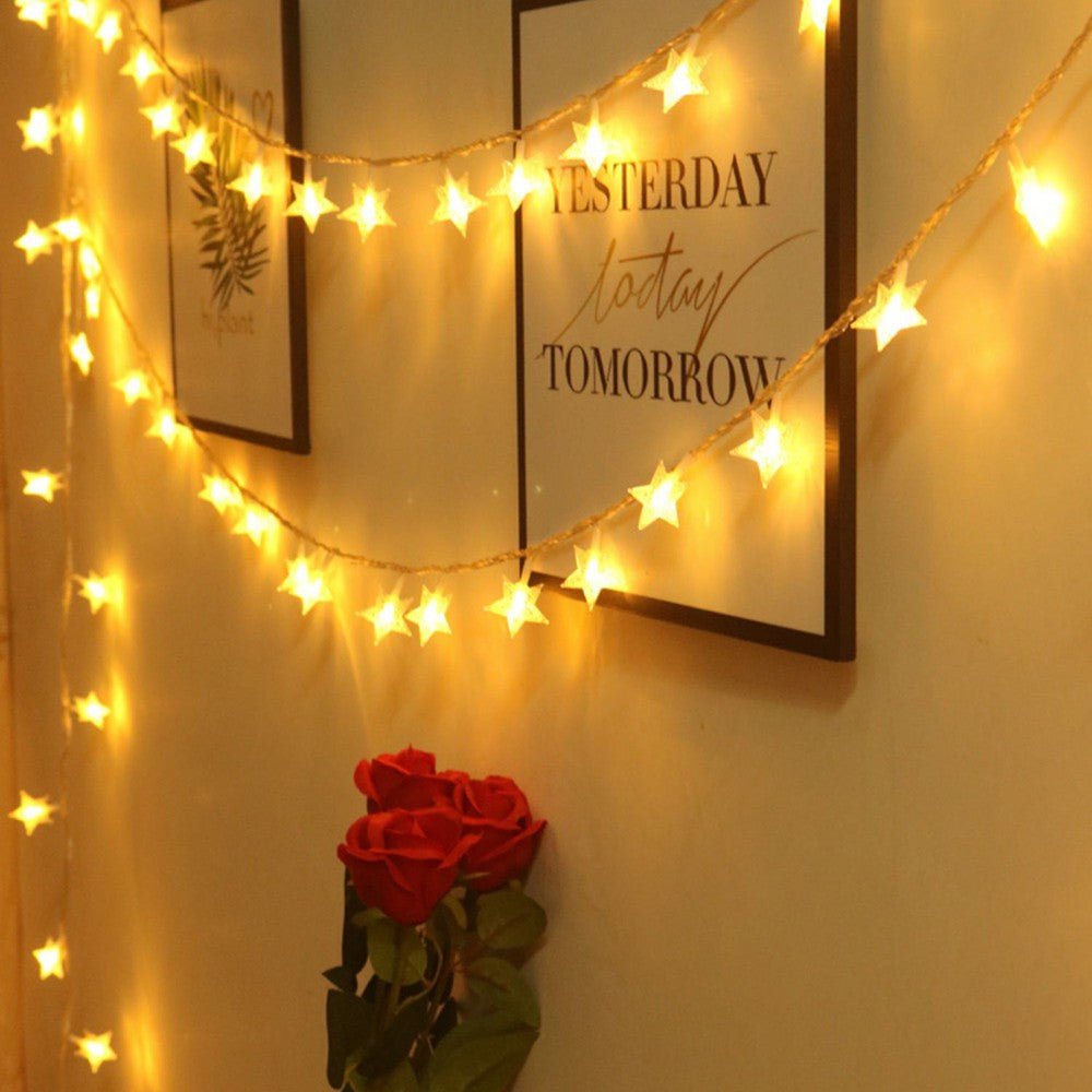 LED Star Fairy Lights Chain Battery/USB Powered String Lights Garland For Party Home Wedding Terrace Garden Christmas Decoration