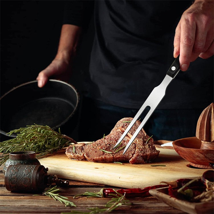 2 Pcs 10 Inch Meat Forks Stainless Steel Carving Forks with Wood Handle Long Barbecue Forks Kitchen Forks for Cooking Serving