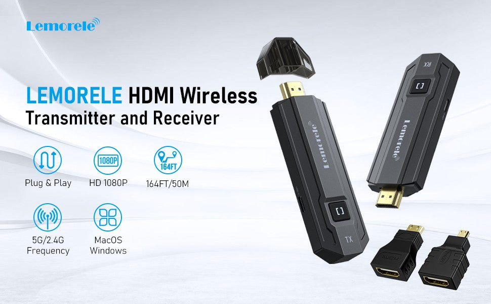 Transmissor e Receptor HDMI sem fio Lemorele 1080P Reunião Transmissor de Áudio Bluetooth para Laptop TV Projetor Monitor Câmera