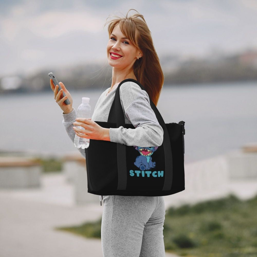 Custom Large SLilo And Stitch Cartoon Tote Bag Women Anime Shopping Shoulder Beach Gym Travel Bag