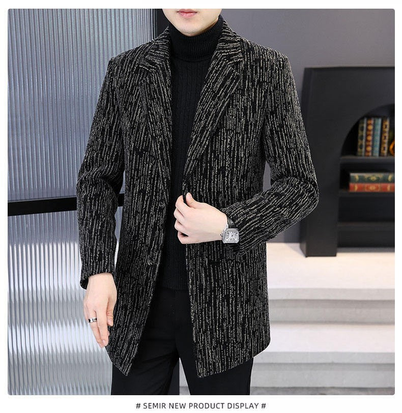 Men's Mid-Length Wool Overcoat - Heavy Blend Winter Trench Coat for Modern Style Wool Overcoat