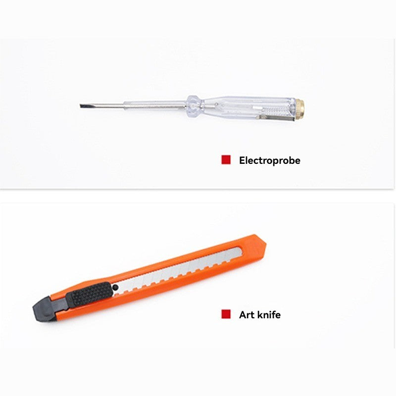 Multifunctional DIY Hand Tool Kit Household Repair Set - 8PCS Allen Wrench 10PCS Bits Art Knife 6-inch Pliers,Portable Box