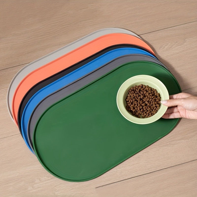 Tapete Alimentador Multifuncional para Cães e Gatos, Superfície Durável e Fácil de Limpar para Alimentos Úmidos/Secos com Bordas Elevadas Antiderrapantes