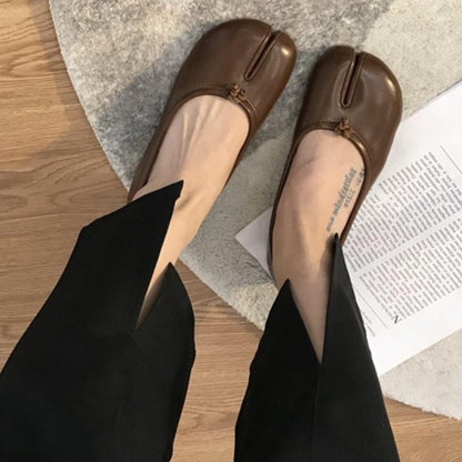 Fashion Soft Leather Split Toe Women Tabi Ballet Flats Spring Autumn Comfortable Walking Lazy Loafers Casual Girls Dance Shoes