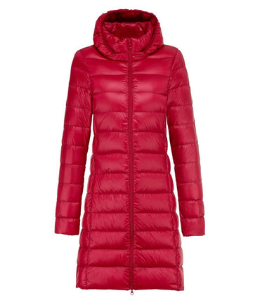 5XL 4XL Plus Long Down Jacket Women Winter Ultra Light Down Jacket Women With Hooded Down Coat Female Hat Detachable