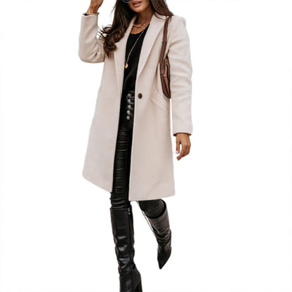 Casual Women Autumn Winter Pocket Lapel Overcoat Button Warm Long Coat Jacket 2020 HOT SALE