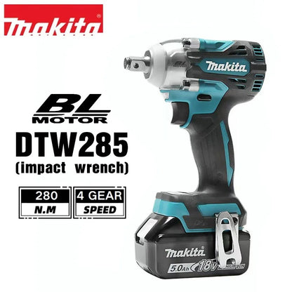 Parafusadeira de impacto de alto torque Makita DTW 285, chave de fenda portátil sem fio recarregável, ferramenta multifuncional de bateria de lítio 18V