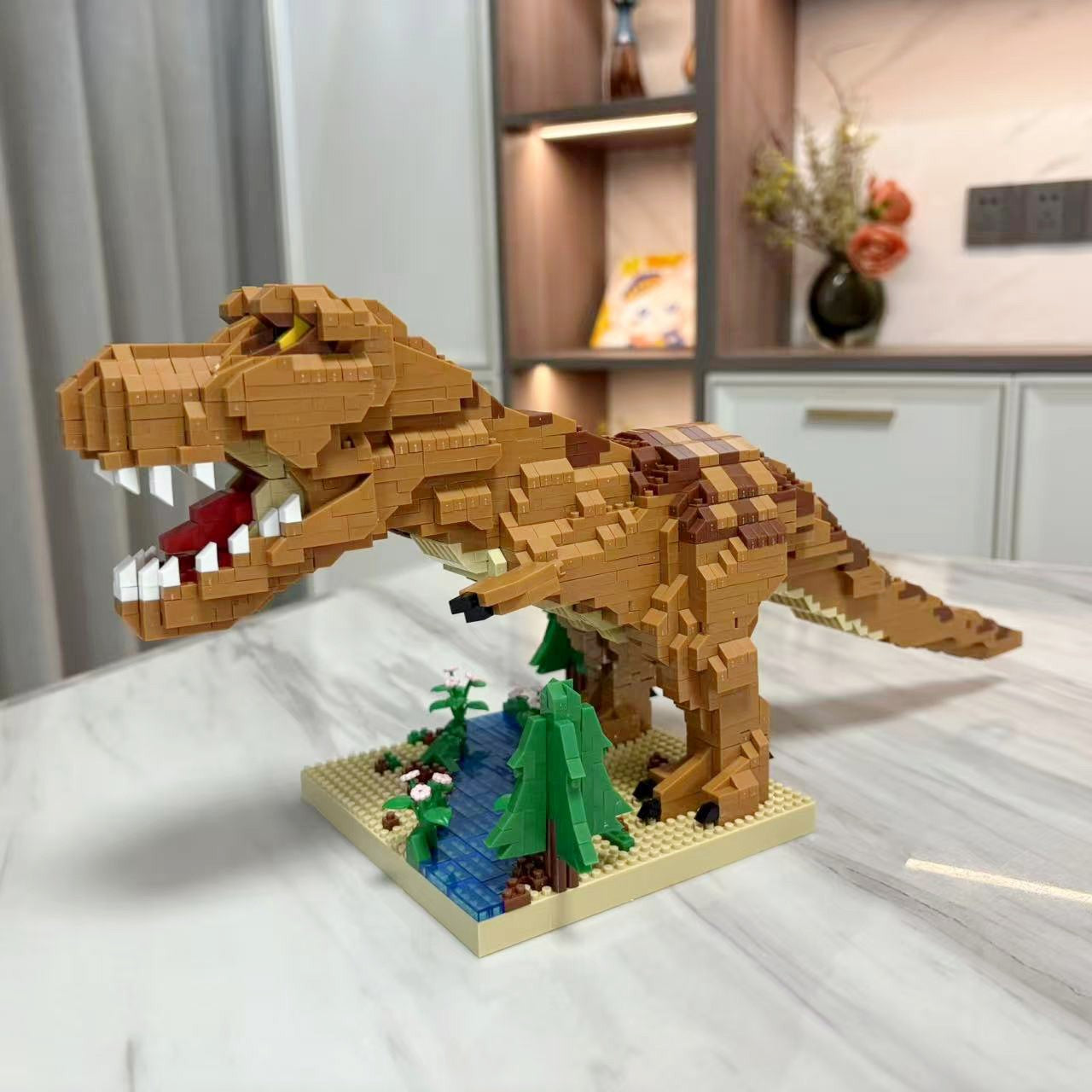 KNEW BUILT Brinquedos de Blocos de Montar Micro Mini Estegossauro T-rex - Crie um Mundo de Dinossauros, Presente de Festival para Crianças, Brinquedo de Montagem DIY Quebra-cabeça