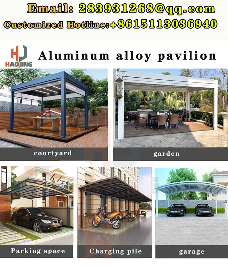 Outdoor Garden Gazebo Sun Room Waterproof Aluminum Pavillion 4x3 3x6 Electric Metal Louvred Pergola Bioclimatica roof Customized