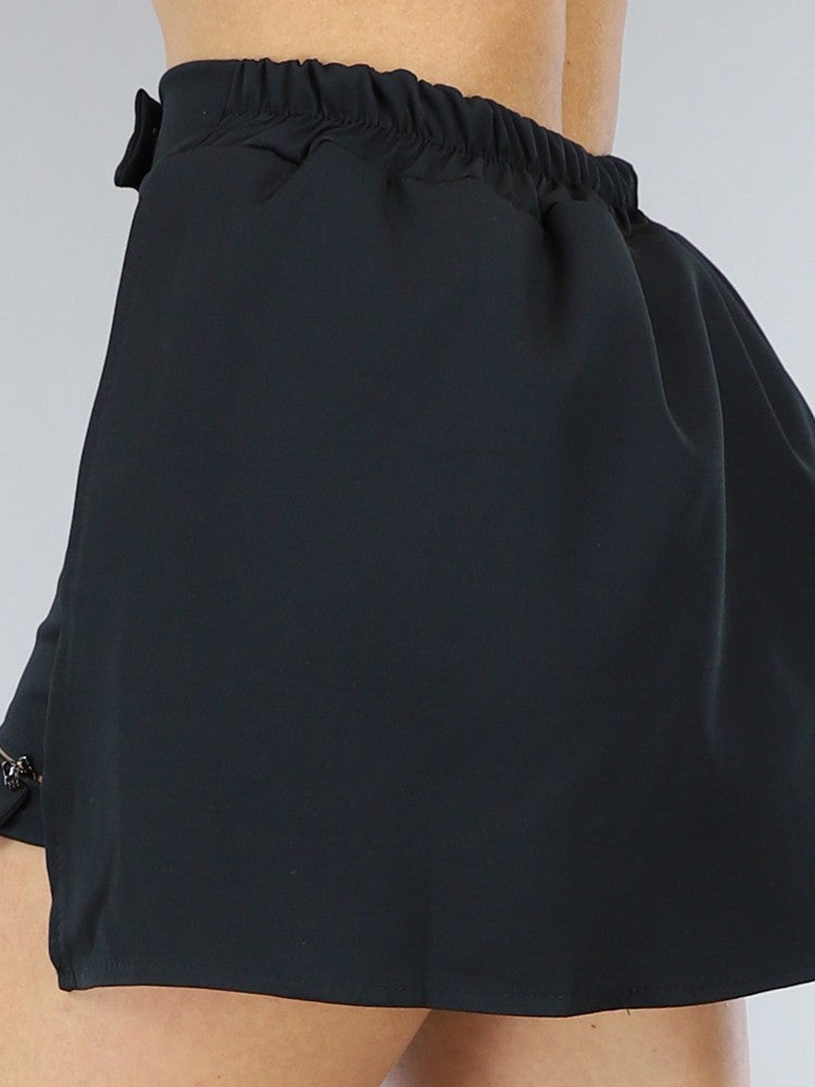 Plus Size Women's High Waist Pleated Button Skirt Asymmetric Skirt Shorts Bandage Spicy Style Best Choice in Summer