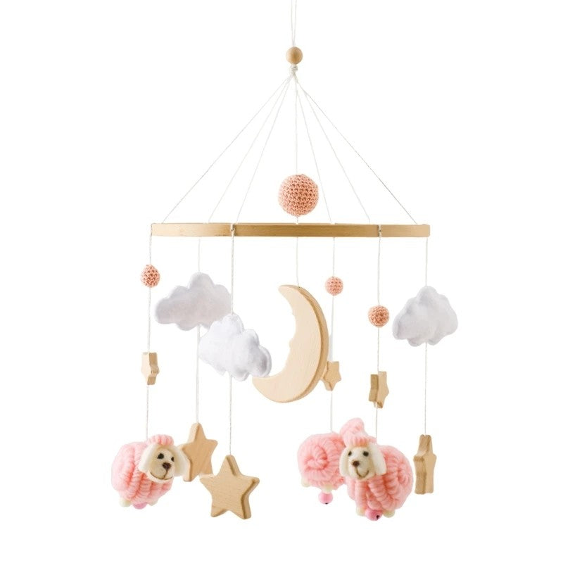 Brinquedo Chocalho para Bebê, Suporte de Berço, Móbile de Madeira, 0-12 Meses, Recém-nascido, Chocalho de Crochê, Suporte para Pendurar Brinquedos, Suporte para Berço de Bebê, Presente