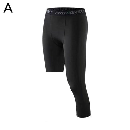 Men One Leg Compression Tights Pants Compression Polyester Sports Training Basketball Tights Pants Athletic Base Layer Tights
