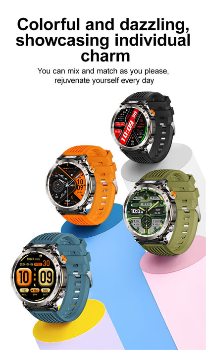 2025 Novo Relógio de Luxo Moderno 5ATM HT30 GPS Bússola Smartwatch Esportivo Masculino Externo AMOLED 366*366 NFC Frequência Cardíaca IP68 Smartwatch
