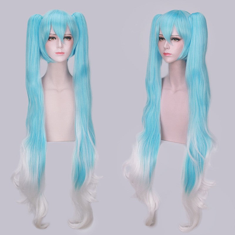 120CM Long Synthetic Hair Clips 2 Ponytails Lolita Green Pink Heat Resistant Party Wigs Synthetic Hair Hatsune Miku Wig Cosplay