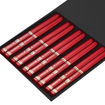 5 Pares de Hashis Japoneses Chineses Sushi Antiderrapantes Reutilizáveis de Metal Conjunto de Hashis Coreanos Conjunto de Talheres de Liga Saudável