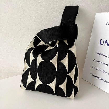 Girls Reusable Handmade Knit Handbag Tote Bag Wrist Bag Shopping Bags
