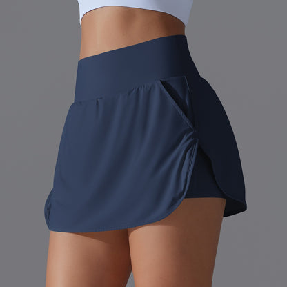 Sports Yoga Skirt Women 2 in 1 Badminton Tennis Skirt With Shorts High Waist Breathable Sweat Skirt Athletic Fitness Golf Skorts