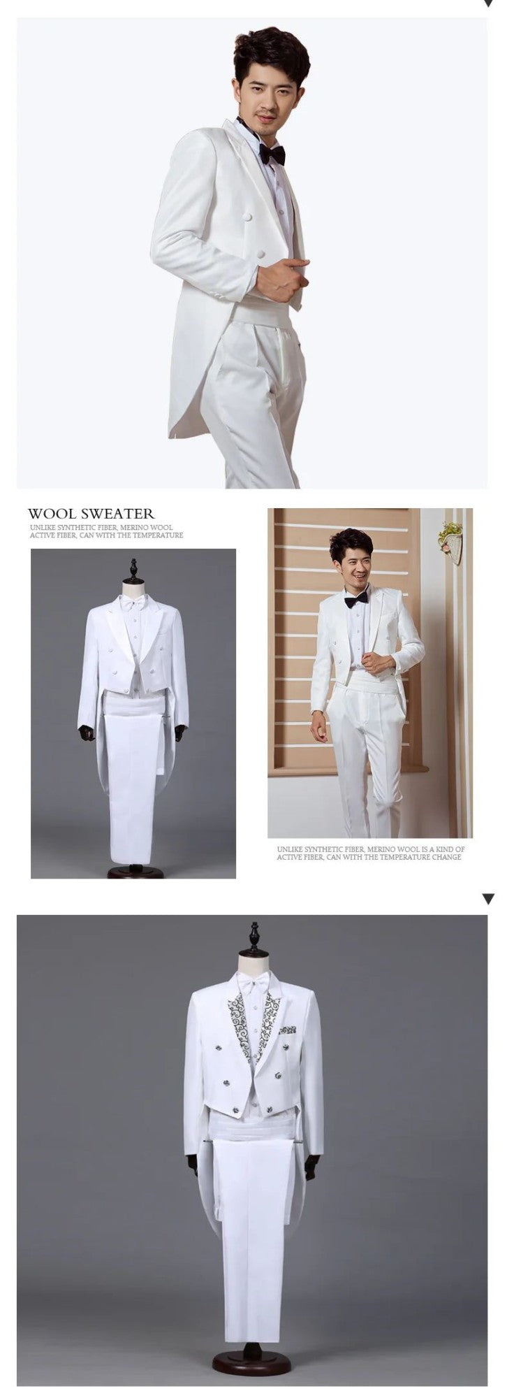 2pcs Men's Classics Tuxedo Suits Set Black Formal Tailcoat for Man Women Fashion Party Wedding Prom Clothing (Jacket+Pants)