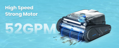 2025 Upgraded Y50 Auto Swimming Pool Cleaner Powerful Cordless Robotic Cleaner with 4 Motors Self-Parking for Above Ground Pools