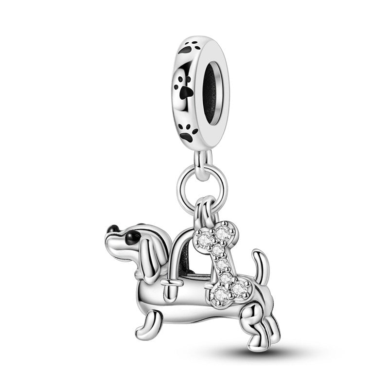 925 Sterling Silver Dog Charms French Bulldog Poodle German Shepherd Beagle Dachshund Pendants Fit Bracelets DIYJewelry Gift