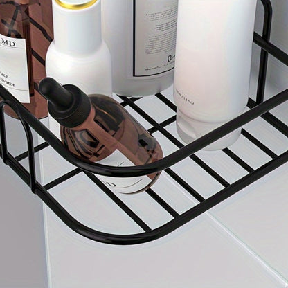 Prateleira de Canto sem Furação - Suporte de Parede Resistente para Shampoo, Loção e Cosméticos, Acessório de Banheiro de Fácil Instalação