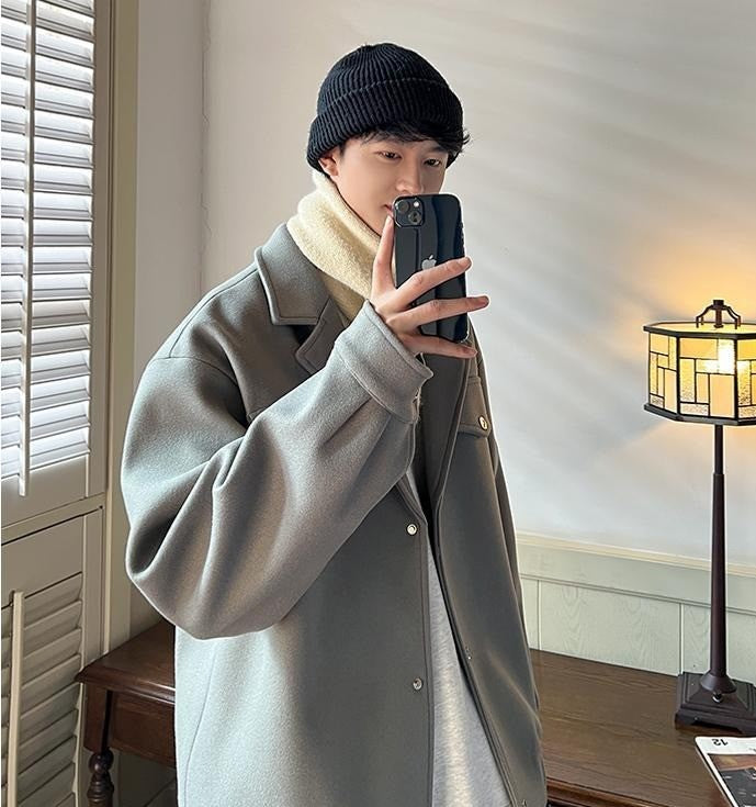 Men's Plus Size Winter Coat 3XL 5XL 300lbs Heavy Thick Wool Blend Trench Coat Vintage British Style Casual Pilot Jacket