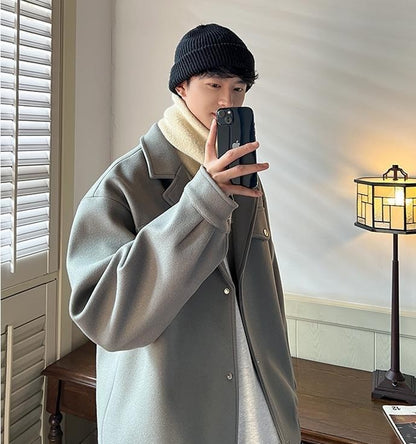 Men's Plus Size Winter Coat 3XL 5XL 300lbs Heavy Thick Wool Blend Trench Coat Vintage British Style Casual Pilot Jacket