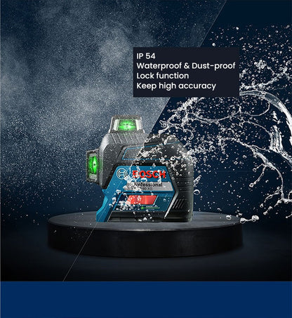 Nível a Laser Bosch GLL 3-60 XG 12 Linhas Verde Nível 3D Autonivelante 360 Horizontal e Vertical Cruz 30m Ferramenta de Medição Potente
